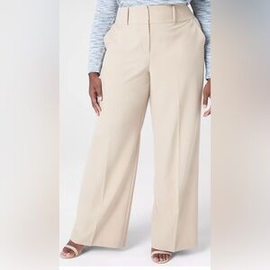 Women's Cream Wide-Leg Pants